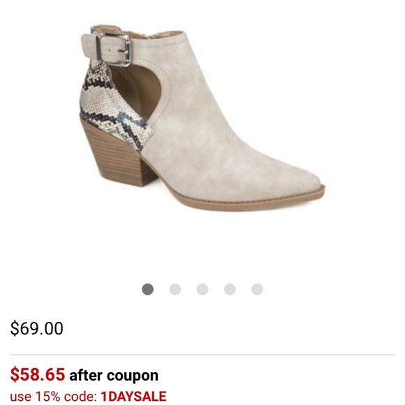 🆕BEIGE POINTED TOE CHUNKY HEEL SNEAK SKIN BOOTIES - Picture 7 of 7
